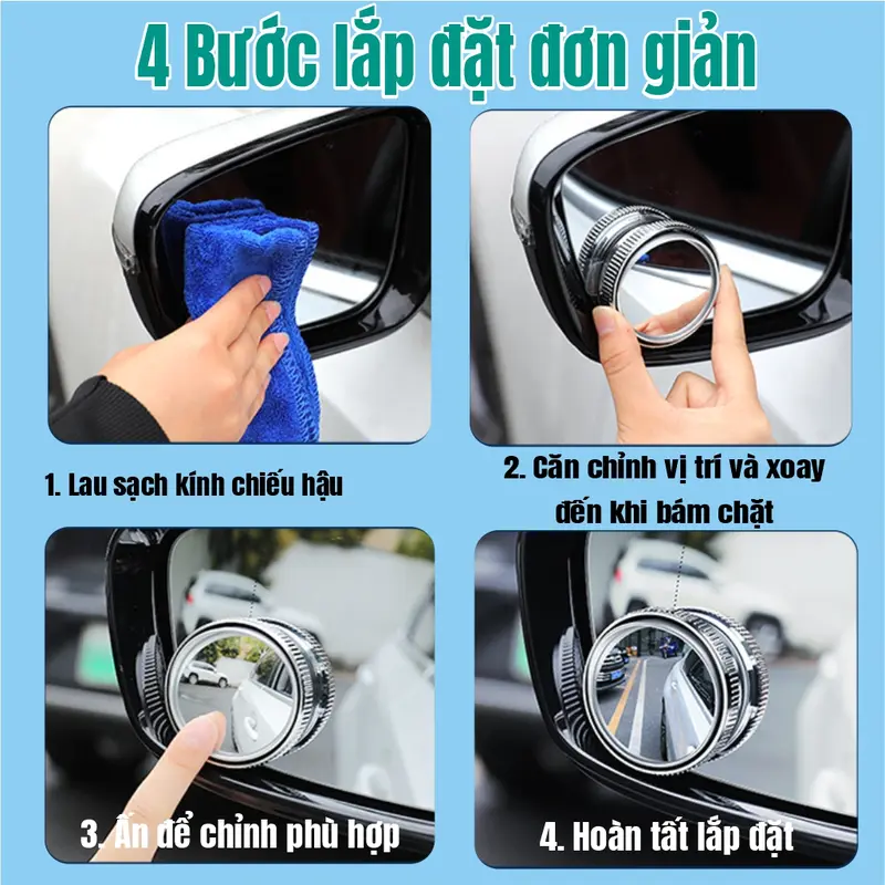 Cặp 2 Gương Cầu Lồi GCL-01 Gắn Kính Hậu Ô Tô Xoay 360 Xoá Điểm Mù Sử Dụng Đế Hút Không Để Lại  vết keo khó tẩy. 6