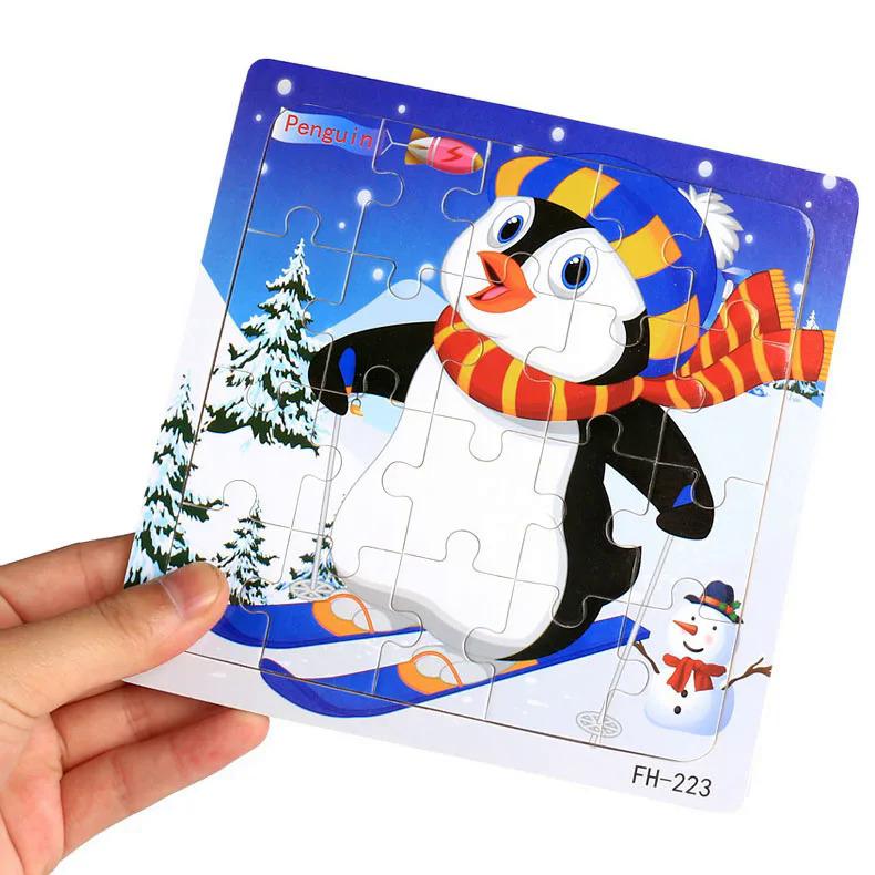 Product Introduction of 20 PCs wooden puzzle cartoon animal car number Letter pattern jigsaw puzzle game kids educational learning toys for kids 23