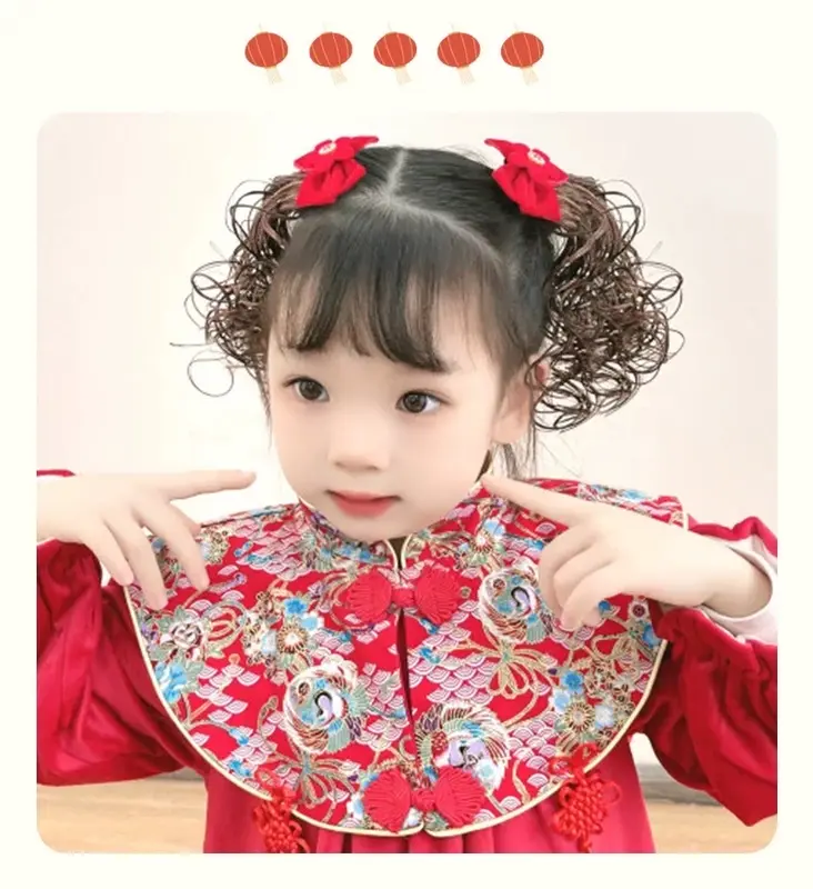 Set 2 chiếc kẹp tóc giả đội đầu hình nơ cho bé gái màu đỏ, phụ kiện kết tóc tạo kiểu cho trẻ em 4