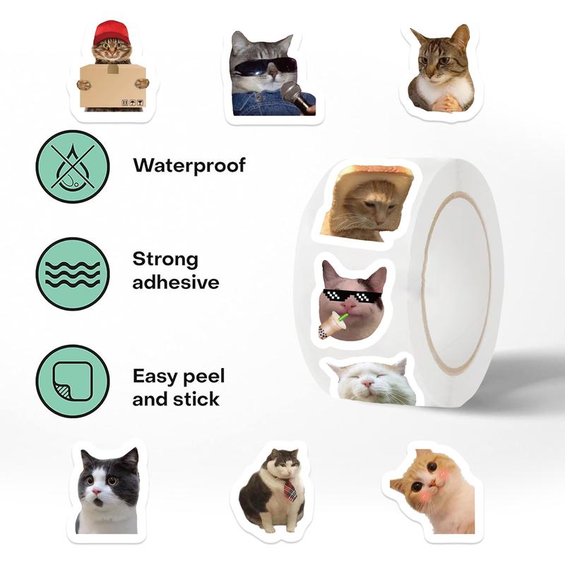 Product Introduction of Hình dán mèo Meme hoạt hình, 500 chiếc, Thích hợp cho phần thưởng học tập, đồ trang trí lớp học, hình dán khuyến khích, cho học sinh và giáo viên 6