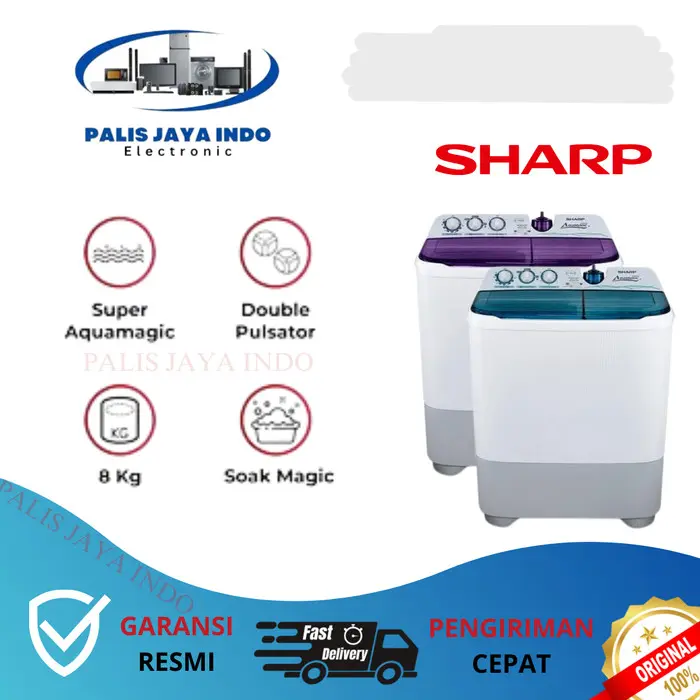 MESIN CUCI 2 TABUNG Sharp EST 85 CR GARANSI RESMI TERMURAH 0