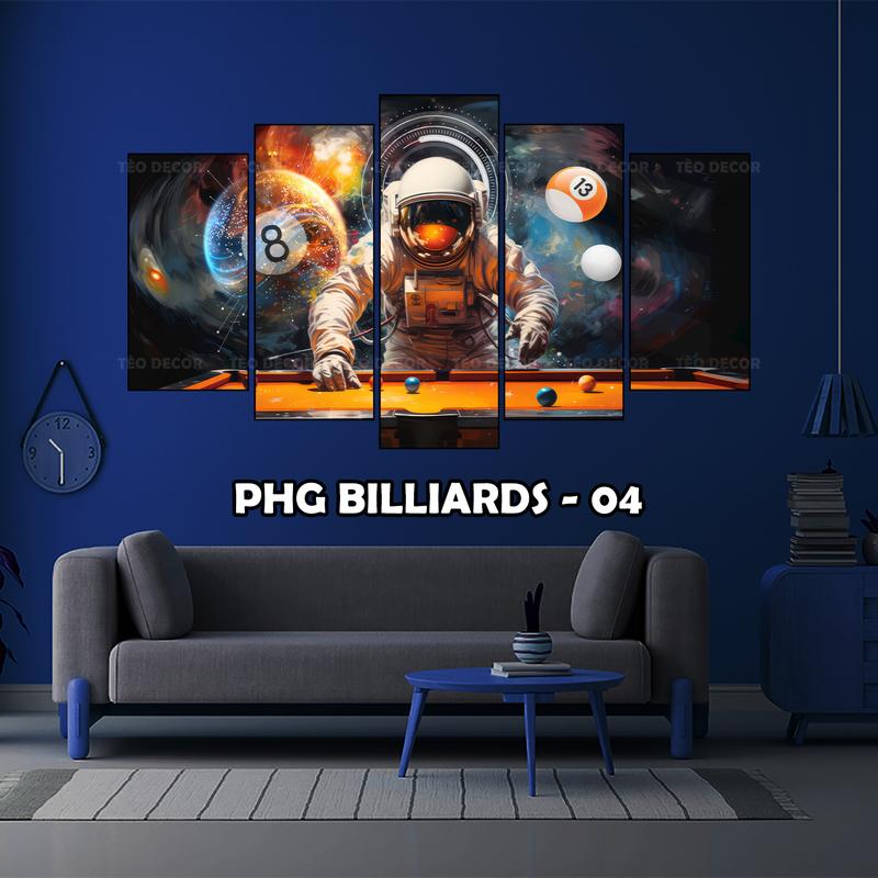 Tranh Phi Hành Gia Billiards (01 - 09) Bộ 5 Tấm Dán tường Formex 5mm Decor, Trang trí, decor quán bi - a, bida, Billiards