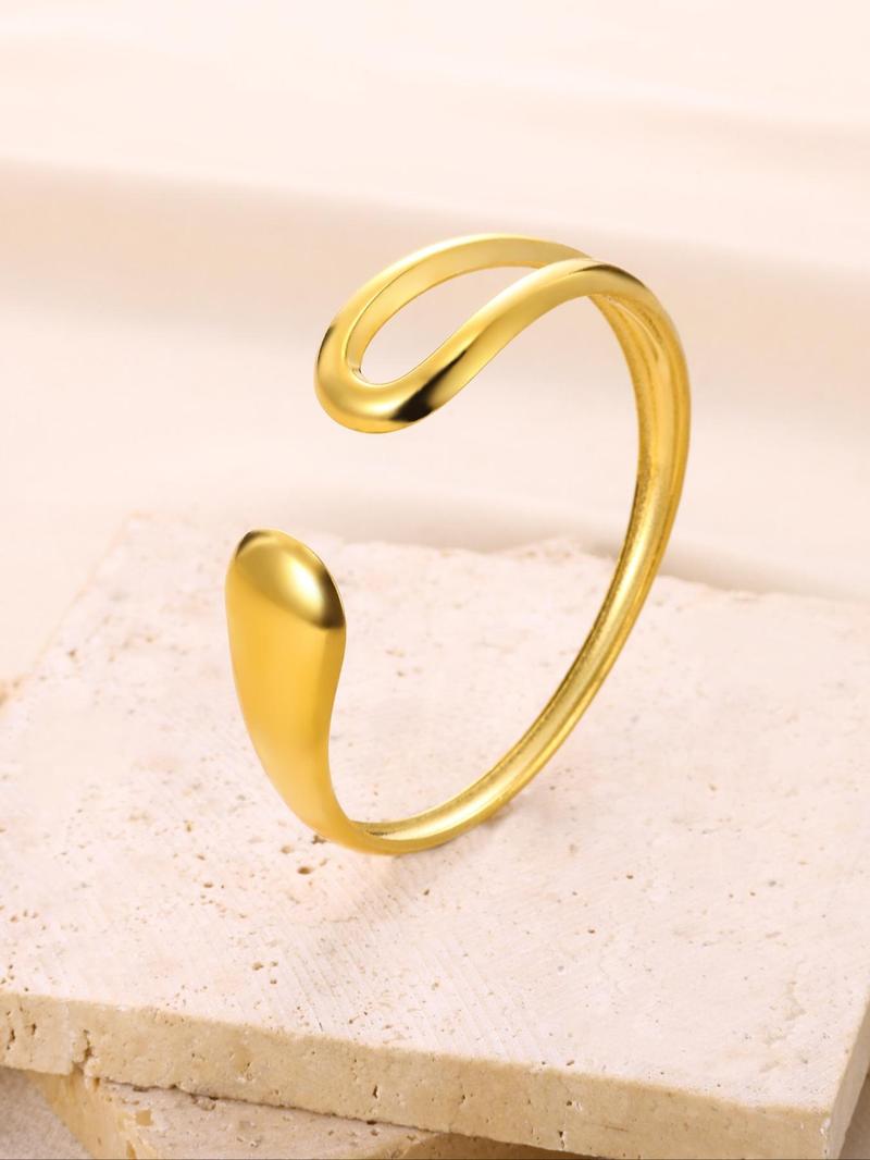 Product Introduction of Vintage Hollow Out Design Stainless Steel Cuff Bangle, Fashion Accessories for Women & Girls, Trendy All-match & Exquisite Matching Bracelet for Birthday Gift 4