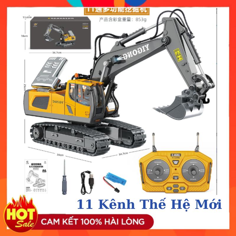 Đồ Chơi Xe Máy Múc 11 Kênh Gầu Sắt, Xe Ben, Xe Công Trình Thế Hệ Mới Toy