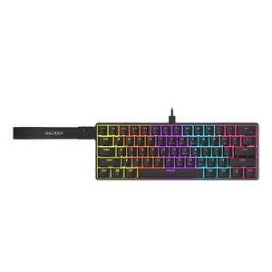 AJAZZ NK61 有線ゲーミングメカニカルキーボード 新しい赤軸 軽量ボディ オフィス用キーボード 61キー 小型構成 ポータブル 22キー パンチフリー ABS 平面キーキャップ 耐久性抜群 プラグアンドプレイ対応 ゲームやオフィスに最適