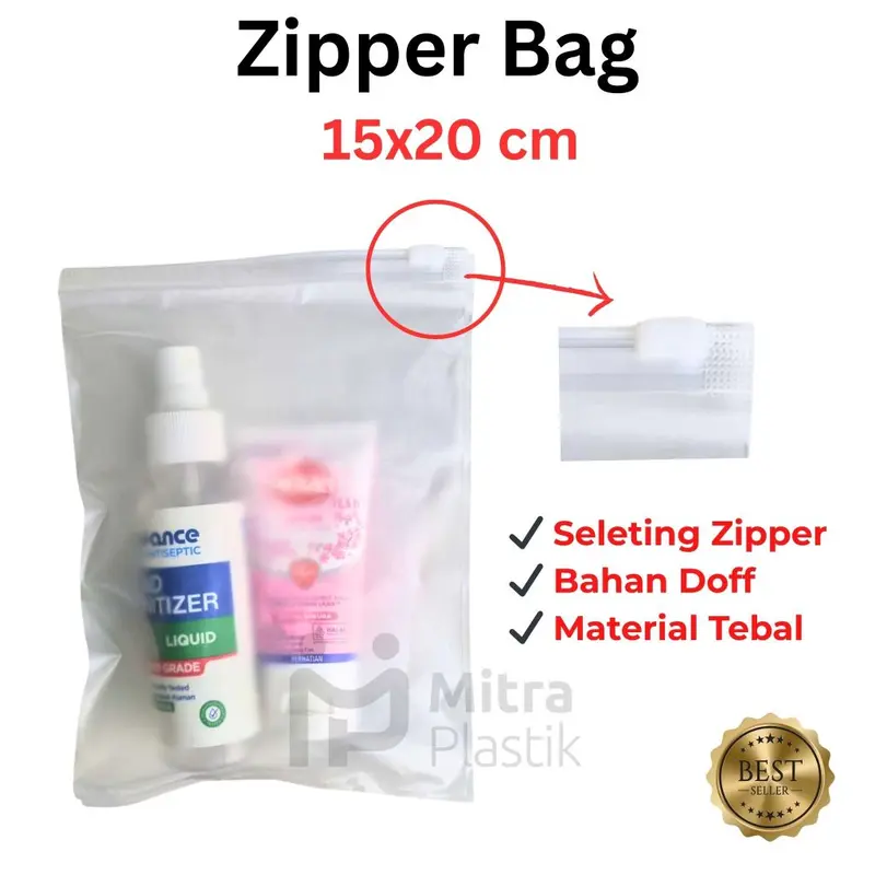 Zipper Bag 15x20 Travel Bag Organizer Plastik Resleting Doff Matte Buram Pouch Eceran 0