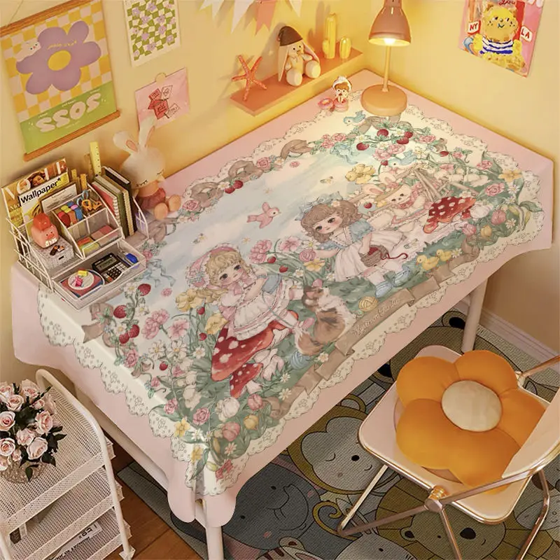 Khăn trải bàn hình trái tim Lolita Chính Hãng Dễ Thương và nữ tính, Thích hợp cho ký túc xá, Bàn trang điểm, Bàn trang điểm, Đồ Trang Trí phòng ngủ, Vải năm 2025, Nhận xét tích cực 5065 8