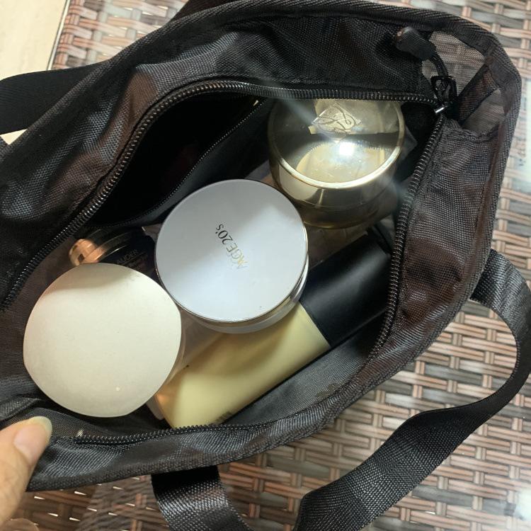 New Korean Style Is Hollow out See through Mesh Portable Cosmetic Bag Large Capacity Wash Bag for Working Women's Handbag Mom 5