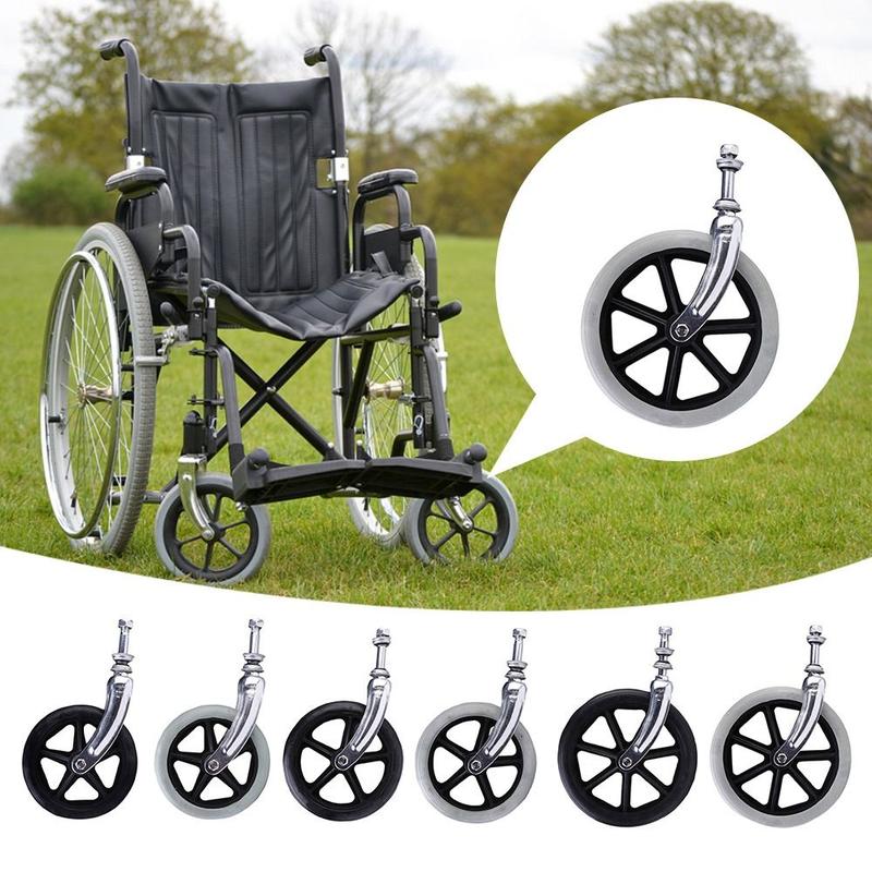 Product Introduction of Universal Rubber Wheelchair Front Castor 6/7/8Inch Replacement Shopping Cart Wheels Anti Slip with front fork Travelling Trolley Caster Wheelchair Accessories 18