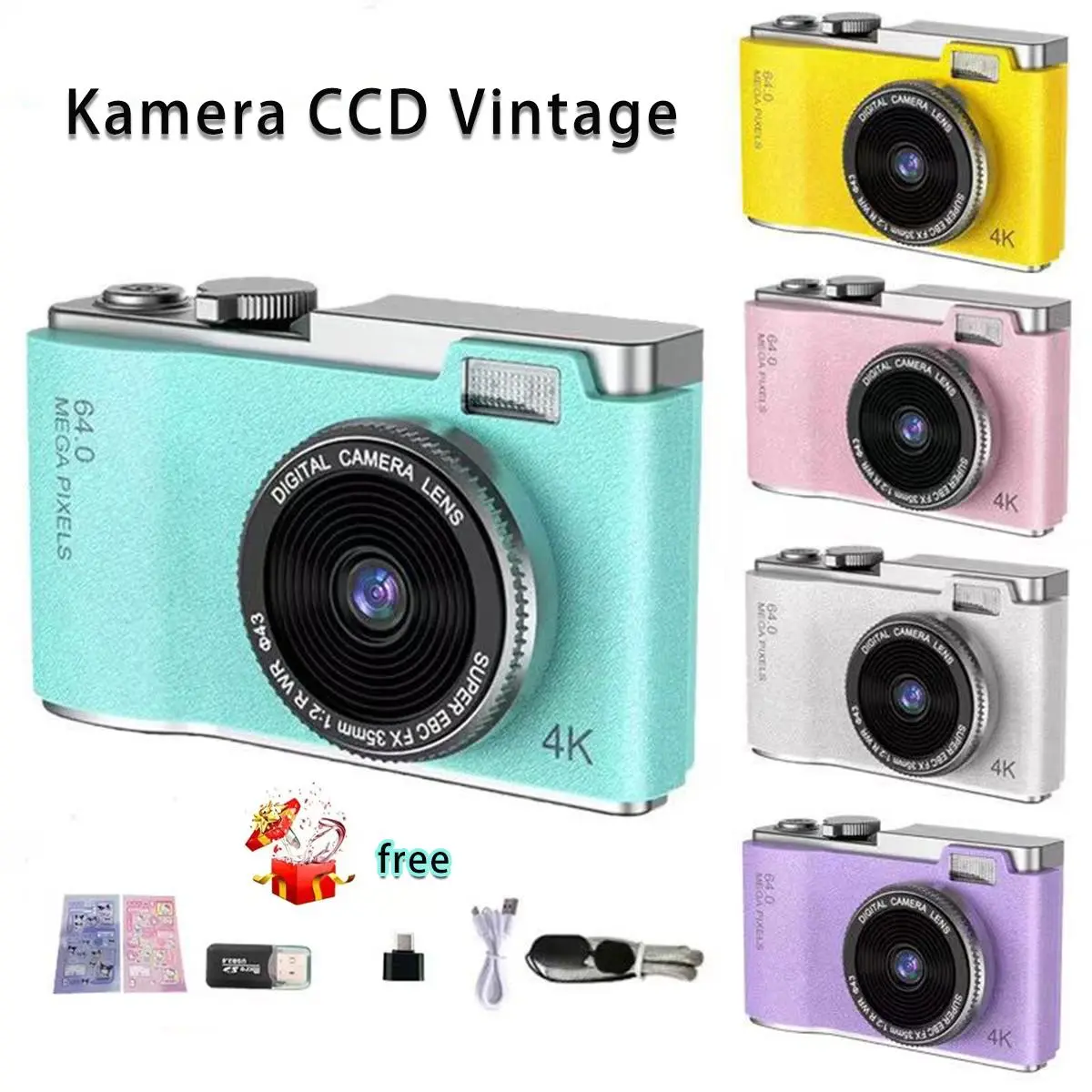 Kamera Digital Anak-Anak, 16x Zoom, 1080P, 64MP, Fotografi Pemula
