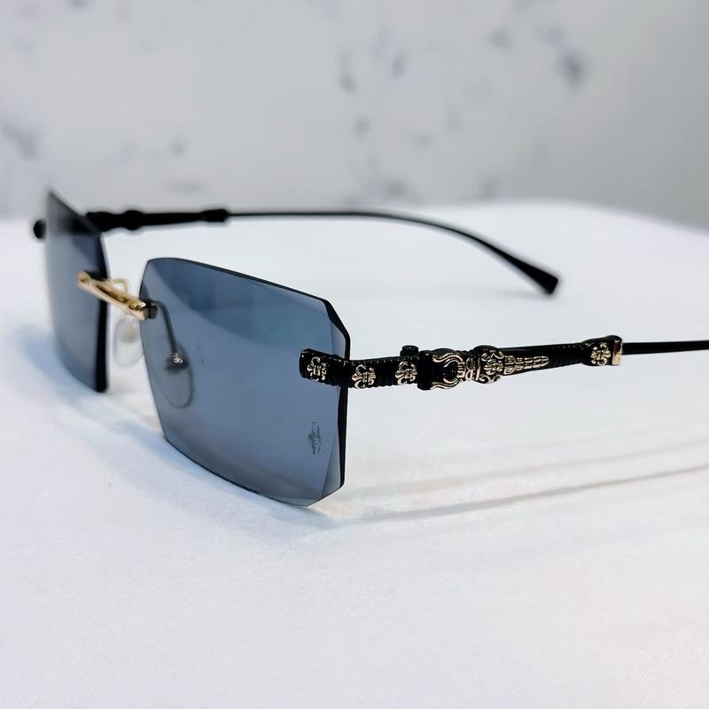 Kính Tổng Tài Màu Đen - Hoạ Tiết Đẹp Gọng Kim Loại Chắc Chắn Kính Mắt Nam Đẹp Hoa Voi