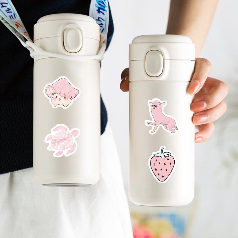 100pcs Pink Cute and Warm Style Sticker Packs for Phone Skateboard Motorcycles Laptop Luggage Bike Notebook Decoration Water Cup Guitar Notebook Book Creative Diy 7