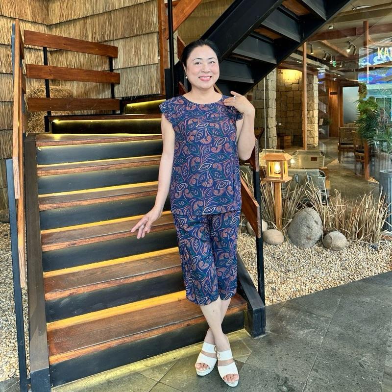 KA63 - Đồ Bộ Trung Niên Vải Tole Lanh Mặc Nhà TMát Mẻ Thấm Hút Mồ Hôi