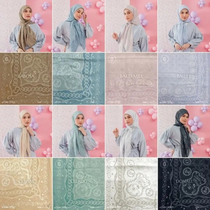 Cuci gudang Seradia Hijab Segi Empat Companion Monogram Hello Kitty Collection Bunga Lembut 3