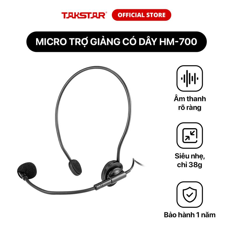 Mic Trợ Giảng Cho Giáo Viên Takstar HM-700 Có Dây, Cài Đầu, Kết Nối Mọi Máy Trợ Giảng Chính Hãng Giá Rẻ Bảo Hành 1 Năm
