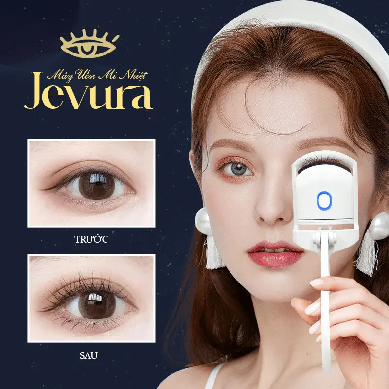Máy Uốn Mi Điện Jevura Làm Cong Nhanh Chóng Giữ Nếp Lâu Cổng Sạc USB Tiện Lợi 2024