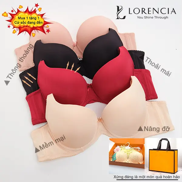 Lorencia dưới sự thiết kế tinh xảo đến từng chi tiết nhỏ nhất chắc chắn sẽ mang lại cho người dùng sự tinh tế và thoải mái (tặng kèm móc treo chuyên dụng và hộp quà)TK-194 Kem Women Nhung Voi Bra Sen