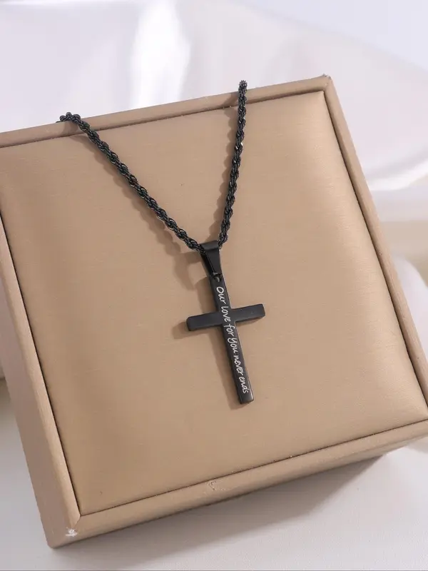 Classic Retro Design Stainless Steel Cross Pendant Necklace, Fashion Charm Necklace for Party, Daily Clothing Decor, Trendy All-match & Exquisite Vintage Jewelry for Birthday Gift, Gifts for Her 5