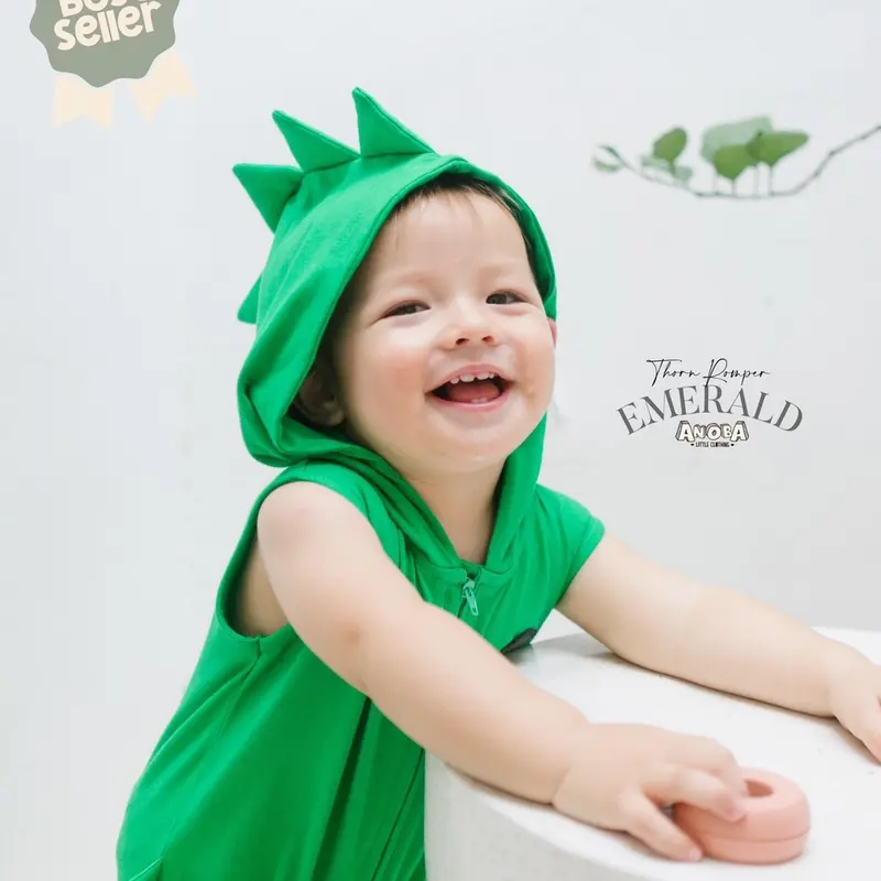 Romper dino emerald - baju dinosaurus anak - baju bayi- romper -jumpsuit- kostum dinosaurus anak bayi - kostum bayi binatang -kostum anak 5