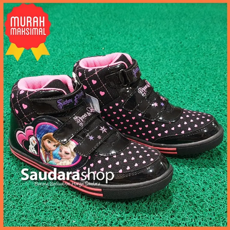 Sepatu Anak LOVELY FROZEN Black Fushia / Sepatu Frozen Anak Hitam Boot 2