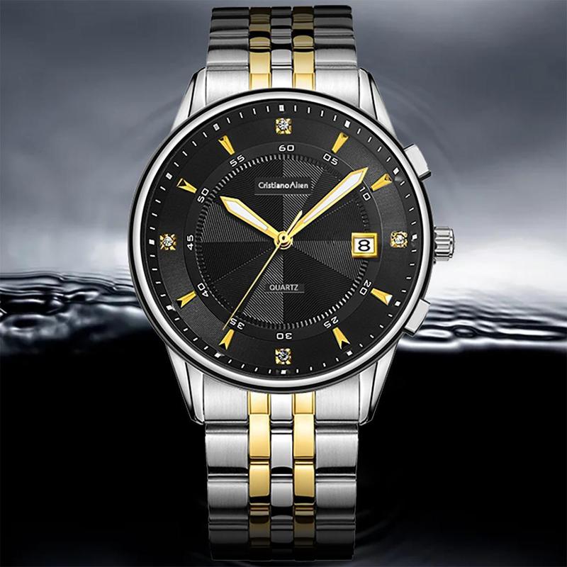 Cristiano Aillen Jam Tangan Pria 0848 Rantai Stainless Steel Tgl Aktif Water Resistant 3 ATM Watches 5