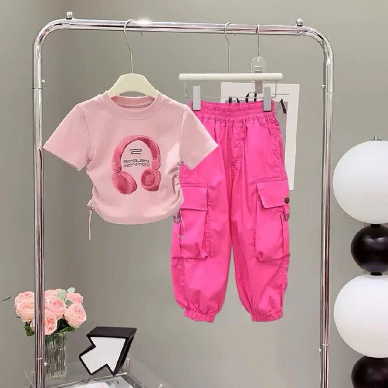  Set bộ thể thao bé gái áo croptop quần baggy túi hộp màu hồng HÀNG THIẾT KẾ ĐỦ SIZE mẹ và bé 