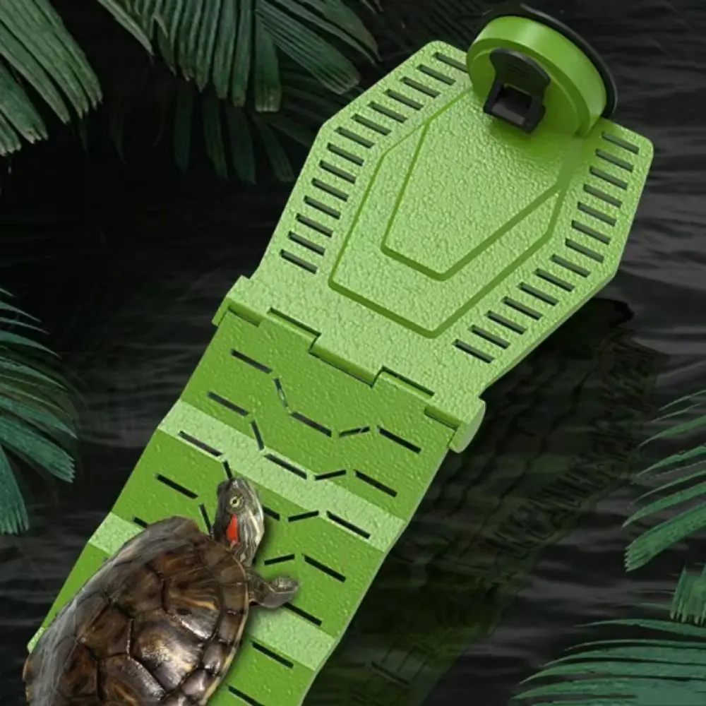 Reptile Ramp Platform Folding Turtle Basking Ramp Hanging with Suction Cup Tortoise Climbing Ladder PVC Green Turtle Basking Platform For Turtles Frogs