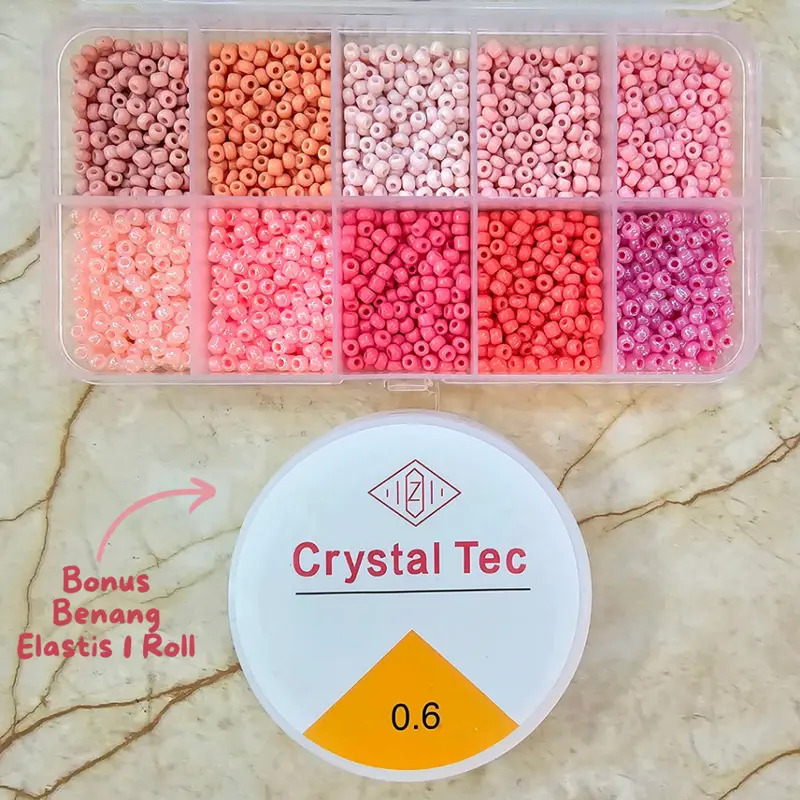 DIY Manik Manik Pasir 1 Box Lengkap - Gelang Cincin Kalung (Gratis Benang Elastis 1 Roll) - SM007 Kerajinan 7