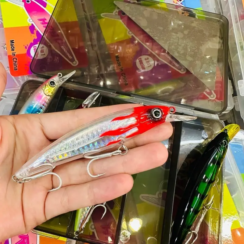 Mồi Lure HR SS98 Chuyên Câu Cá Chẽm, Măng, Chét, Nhồng Dài 98mm Nặng 14.5g Action Floating Lưỡi BKK 1 Hộp 5 Con Tặng Hộp 1