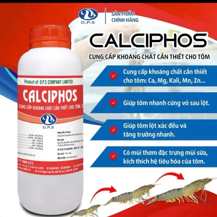 (Combo 4 chai) Caciphos 1 lít - hỗ trợ bổ sung khoáng chất cần thiết cho tôm.