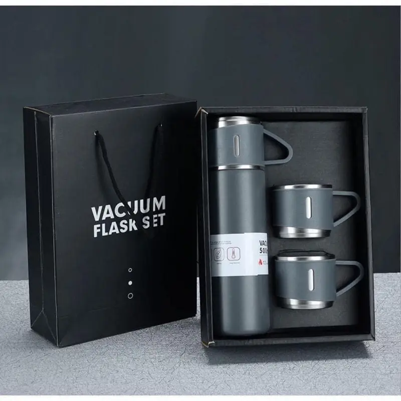 Bình kèm cốc giữ nhiệt 500ml, bình giữ nhiệt inox tặng kèm 2 cốc sang chảnh