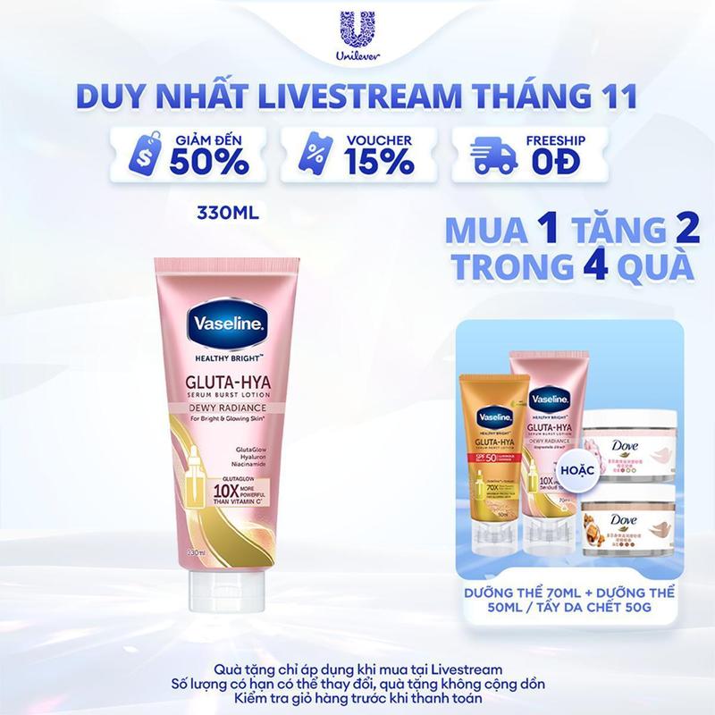 Sữa Dưỡng Thể Ban Đêm Vaseline Gluta-Hya Hỗ Trợ Dưỡng Da Chuyên Sâu Nữ 330ML [4]
