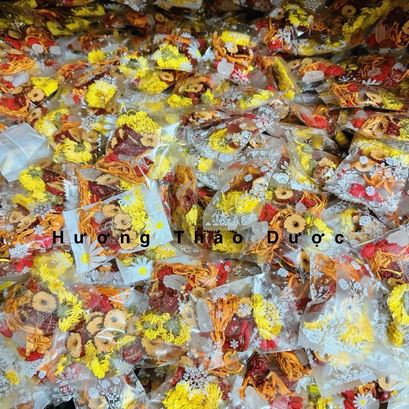 Hộp 30 Gói Trà Đông Trùng Mix 4 Vị - Nấm ĐTHT, Hoa Cúc, Táo Đỏ, Kỷ Tử - Gói Trà Nhỏ Pha 350ml (mua 2 hộp tặng thêm 5 gói trà) Tea 2