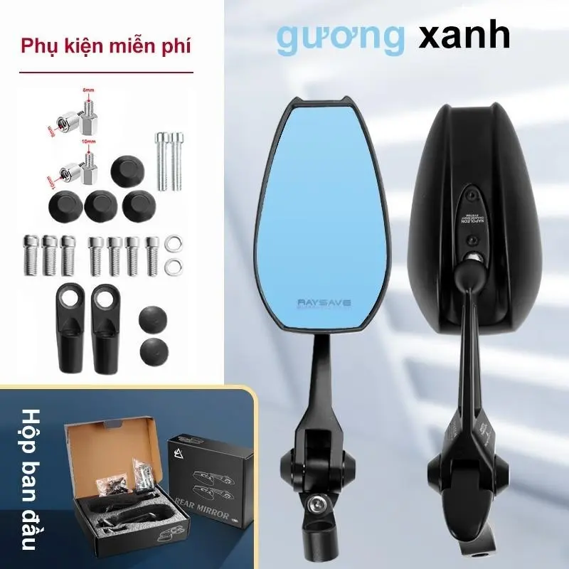 Gương chiếu hậu NAPOLEON mặt kính HỒNG Gắn Xe Máy chống chói hợp kim nhôm gắn xe máy, xe điện 3