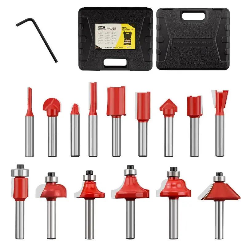 Woodworking Router Bit Set, Woodworking Milling Cutter Drill Bit Set, Woodworking Tool for Wood Slotting, Engraving, Hard Alloy Woodworking DIY Tool 4
