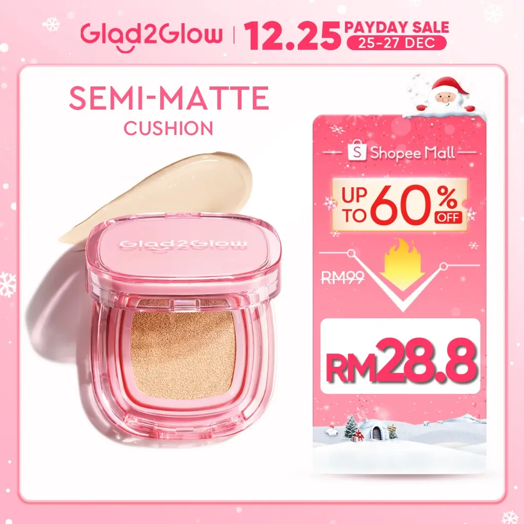 [New Launch]Glad2Glow Perfect Cover Cushion Foundation full coverage oil Control Concealer Makeup Skincare bb creamCosmetic Foundation Lightweight Hydrating Berry Moisturizer Strawberry Uv Flawless Blueberry Applicator Smooth