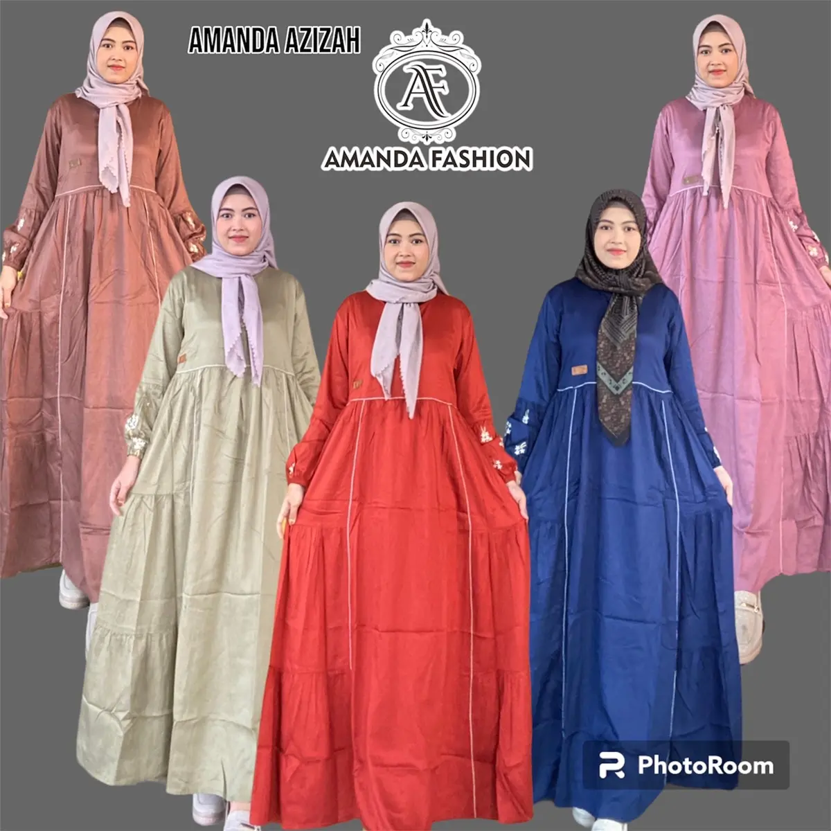 Amanda Azizah Gamis Wanita Muslim Nyaman Bahan Rayon Twill Premium Polos (free Goodie Bag & Pouch)