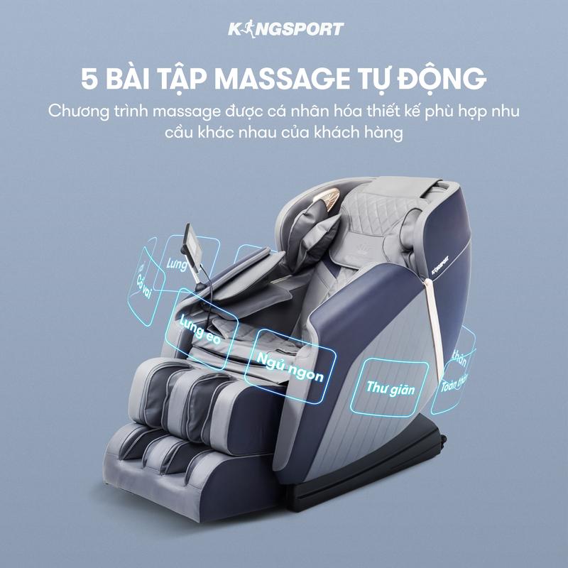 Ghế massage KINGSPORT G83 hệ thống con lăn hiện đại, con lăn lòng bàn chân 3 cấp độ, nhiệt hồng ngoại kép 4