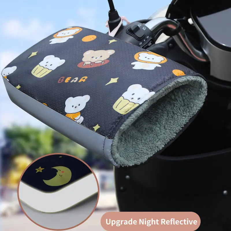 Bọc Tay Lái Xe Máy, Thiết Kế 3D Thoáng Mát, Chất Liệu PU Lông Mịn, Chống Gió, Chống Thấm Nước, Găng Tay, Thích Hợp Cho Thanh Tay Cầm Xe Máy, Găng Tay Che Tay