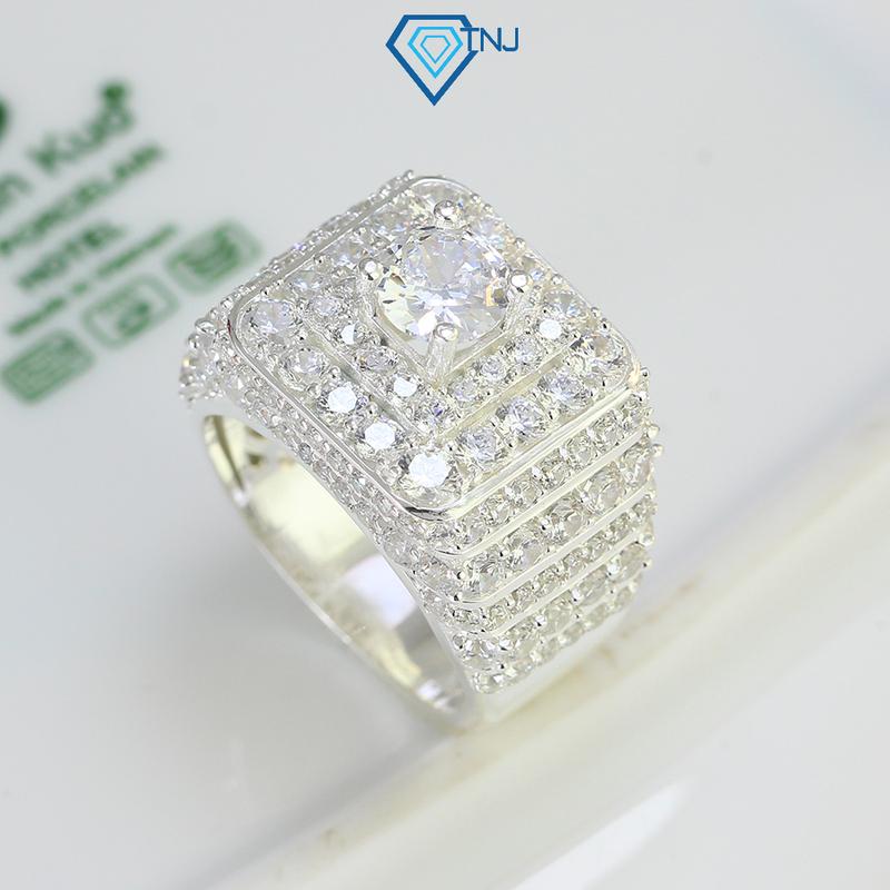 Nhẫn bạc nam đính đá bản vuông NNA0414 - Trang Sức TNJ