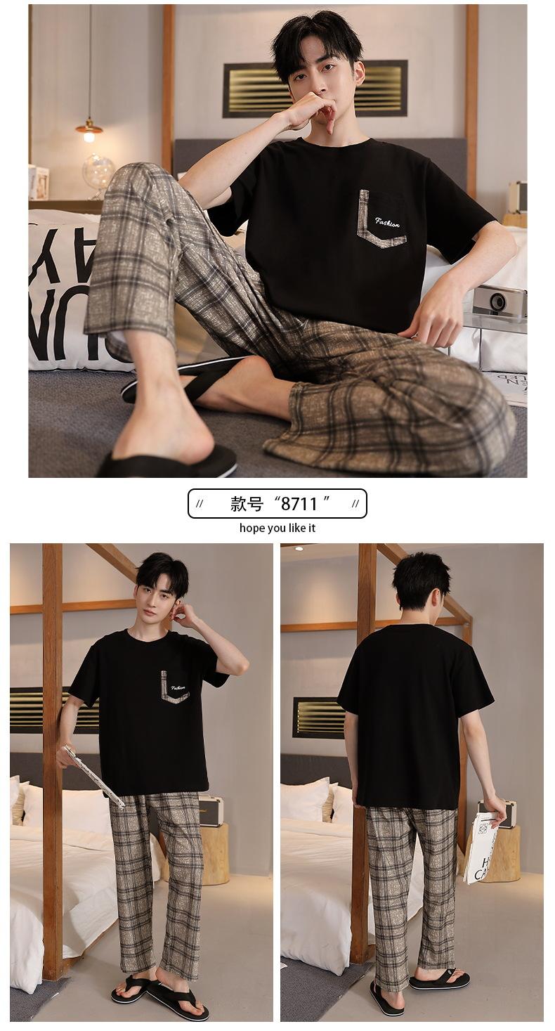 Product Introduction of Middle-Aged Father Men's Pajamas Summer Three-Piece Cotton Short Sleeve Thin plus Size Men's plus-Sized plus-Sized Homewear 22