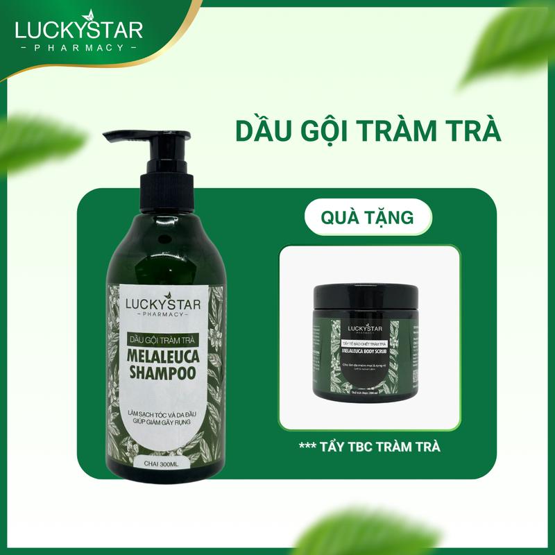 ( MUA 1 TẶNG 1 ) Dầu Gội Tràm Trà 300ml Lucky Star - Tặng Kèm Tẩy TBC Tràm Trà 200ml   Dưỡng Tóc Chăm Sóc Tóc Women Nữ