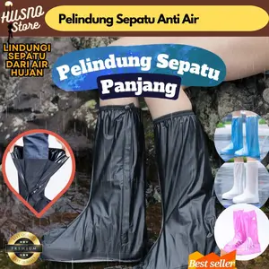 Pelindung  sepatu dari air hujan Pelindung Sepatu Panjang Anti Air Sarung Sepatu Cover Shoes Tahan Hujan Transparan Hitam Karet