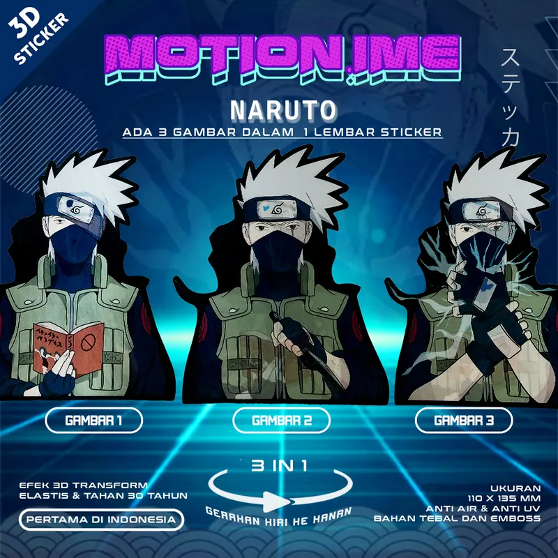 3D Sticker Lenticular Naruto Shippuden Anime Stiker 1
