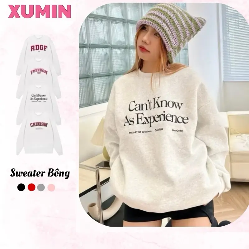 Áo Sweater Nỉ Bông Xám Tiêu Top Nhiều Mẫu Nam Nữ Oversize In Chữ Basic