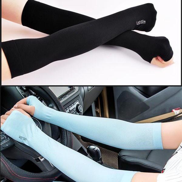Găng Tay Chống Nắng Xỏ Ngón LetSlim Thun Lạnh Thoáng Khí Mát Mẻ
