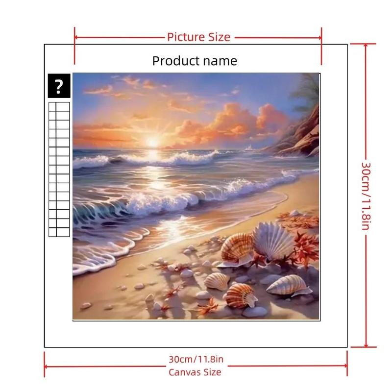 Sea Shell Pattern DIY Diamond Art Painting Kit without Frame, DIY Rhinestone Embroidery Set, Paint With Artificial Diamonds Art By Number Kit for Home Wall Craft Decoration 1