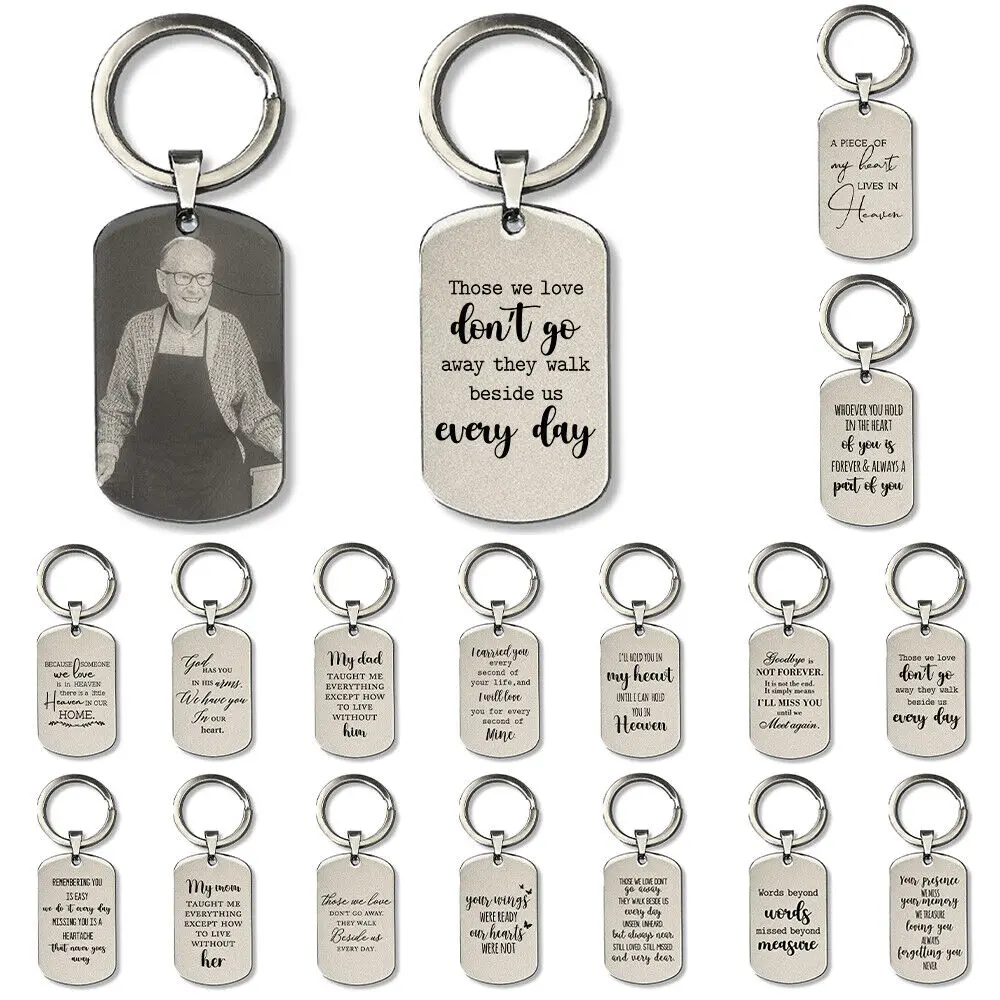 Personalised Memorial Keychain Engraved Photo Stainless Steel Keyring Christmas Funeral In loveing memory of Mum Dad Grandad Nanny