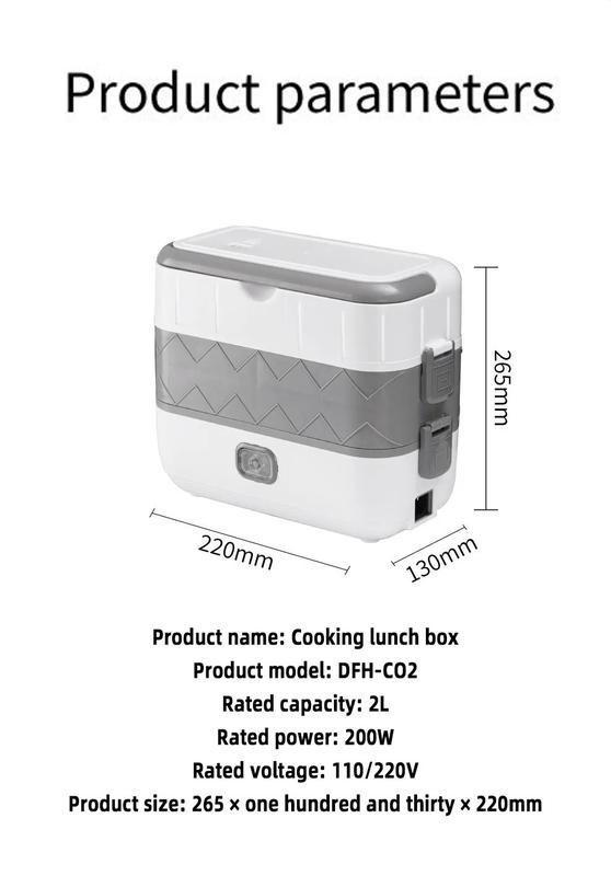 Product Introduction of Portable Electric Lunch Box Heating Single Double Layers Stainless Steel Cooking Lunch Boxes Food Storage Warmer Container Mini Rice Cooker Steamer Tableware 27