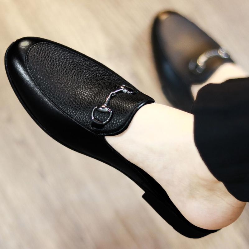 Giầy sục nam công sở cao cấp da PU hàng kĩ, Giầy lười hè thoáng khí dễ sỏ chấn dập vân nổi Đai xích , Đế cao su B.18 GiàY DéP suc